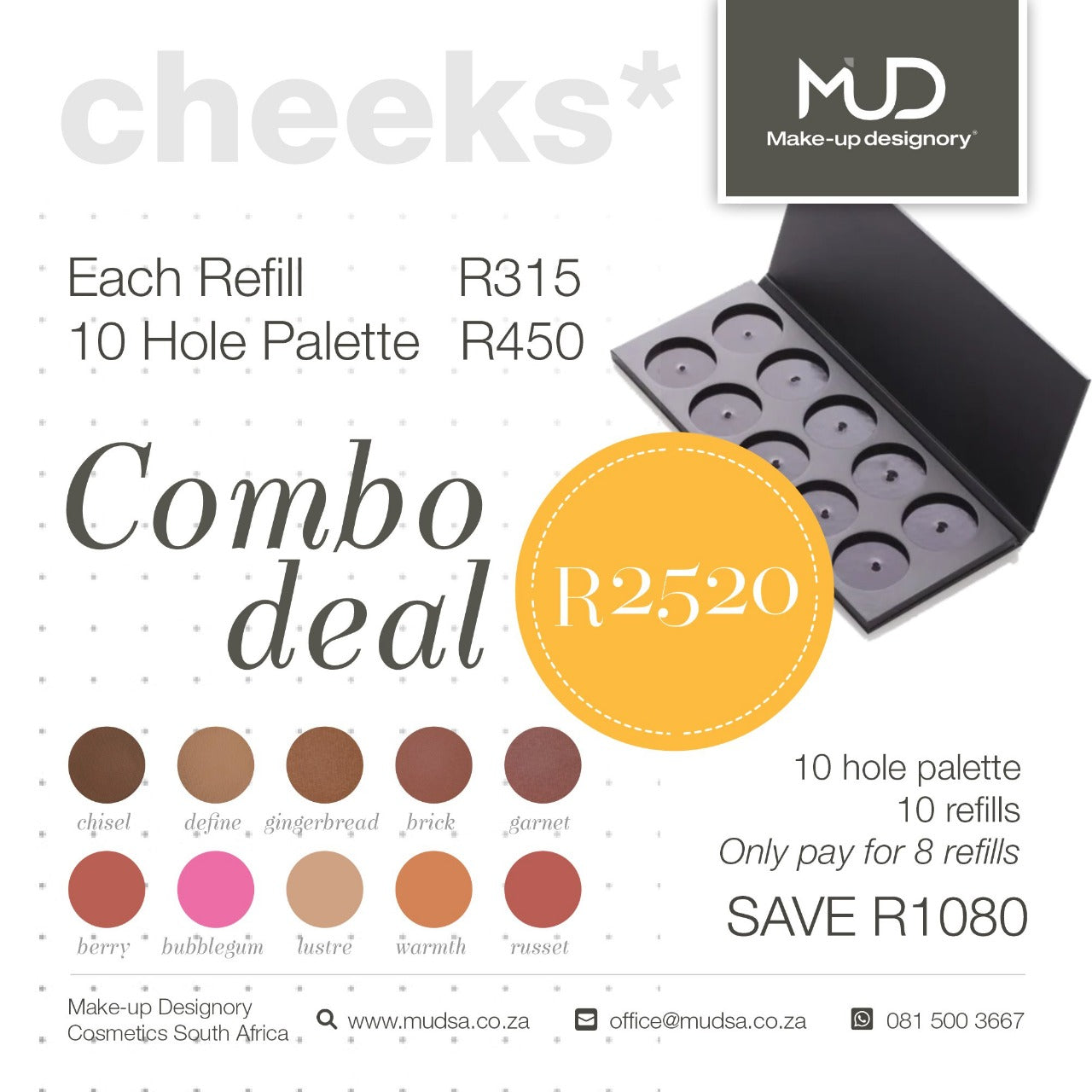 10-Hole Palette & Cheek Colour Refills Combo